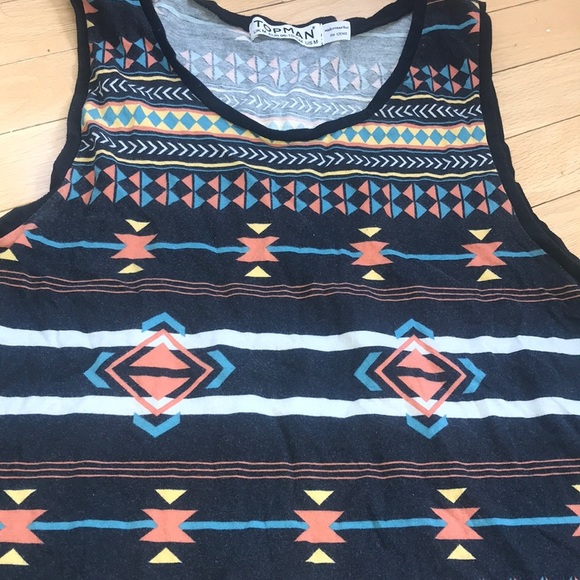 👑TOPMAN TOPSHOP medium Aztec print tank top shirt - Picture 2 of 7